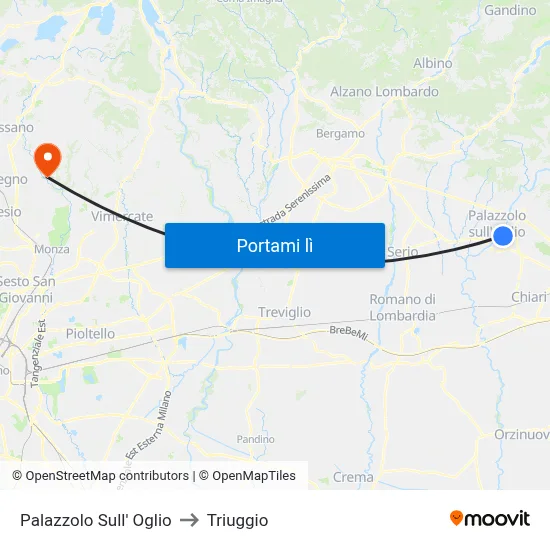 Palazzolo Sull' Oglio to Triuggio map