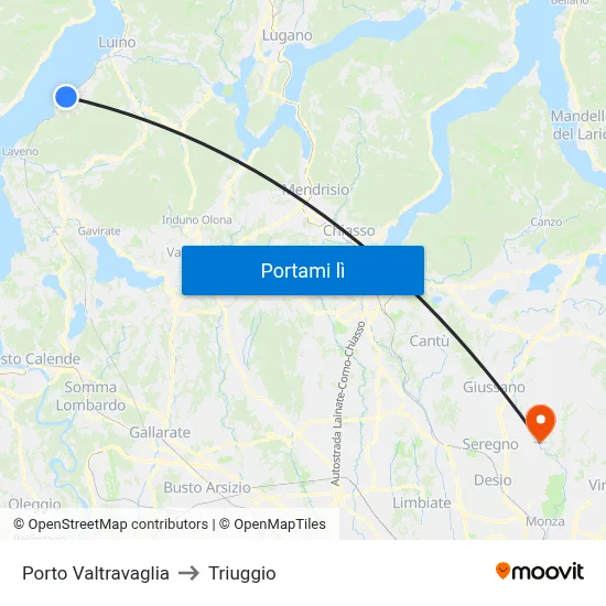 Porto Valtravaglia to Triuggio map