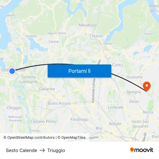 Sesto Calende to Triuggio map