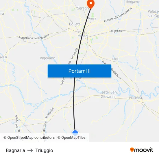 Bagnaria to Triuggio map