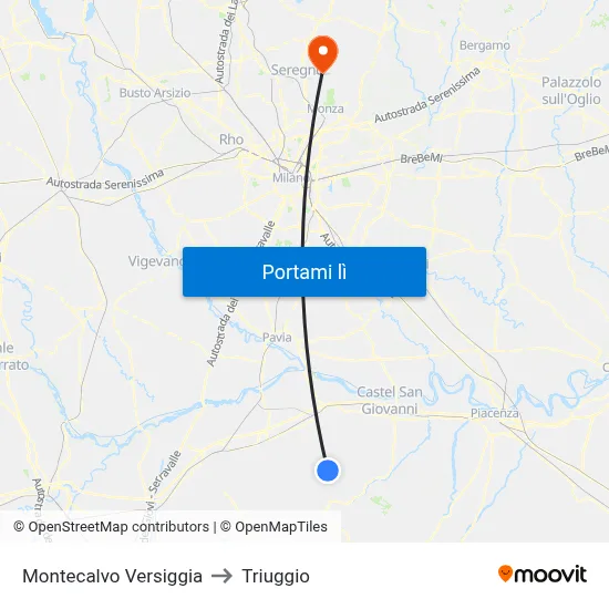 Montecalvo Versiggia to Triuggio map