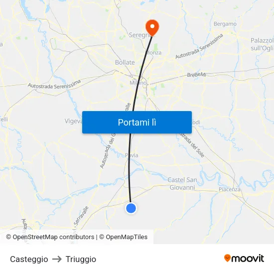 Casteggio to Triuggio map