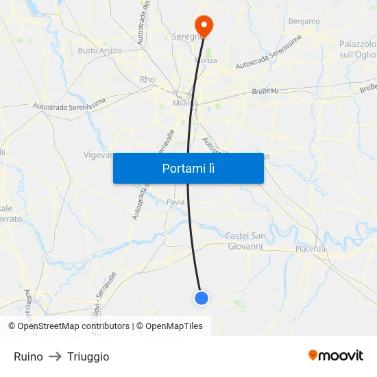 Ruino to Triuggio map