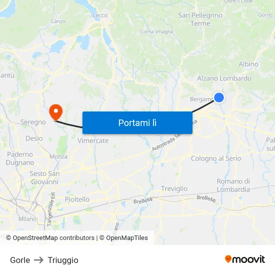 Gorle to Triuggio map