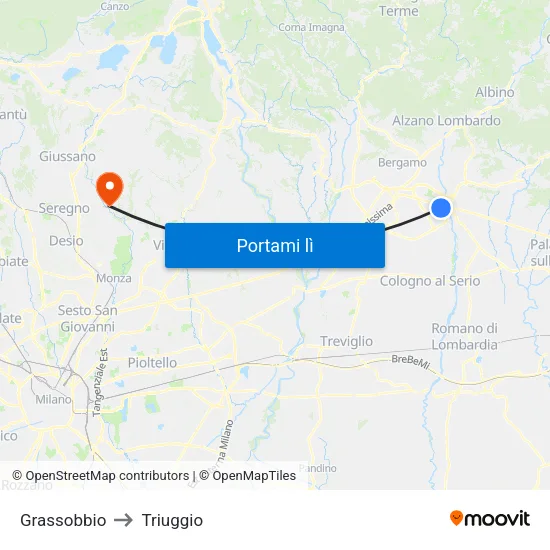 Grassobbio to Triuggio map