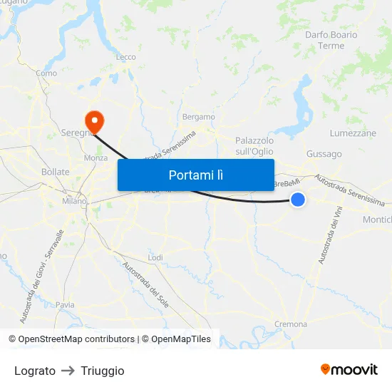 Lograto to Triuggio map