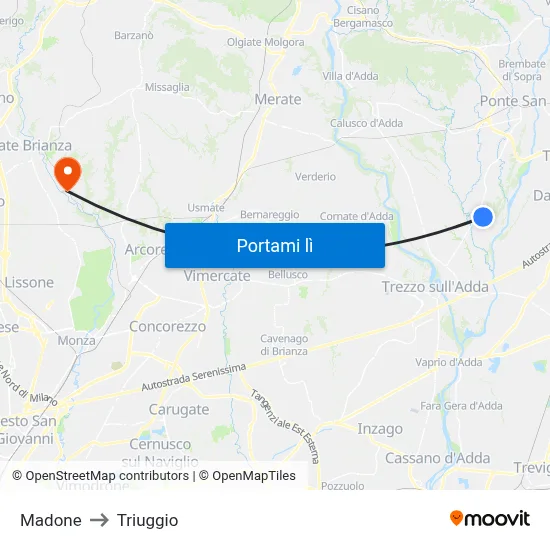 Madone to Triuggio map