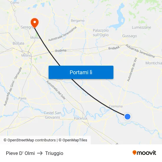 Pieve D' Olmi to Triuggio map