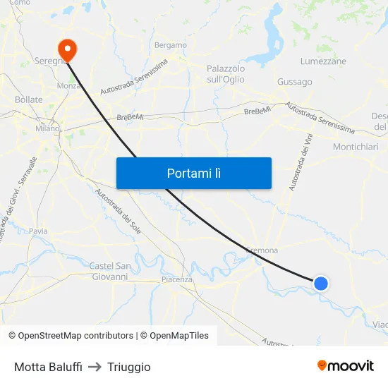 Motta Baluffi to Triuggio map