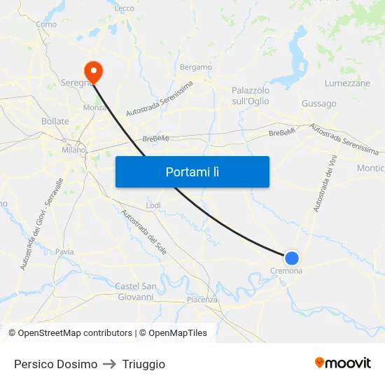 Persico Dosimo to Triuggio map
