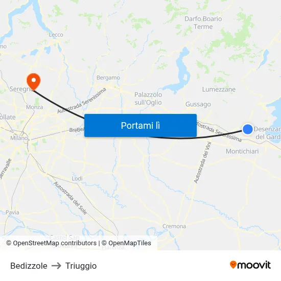 Bedizzole to Triuggio map