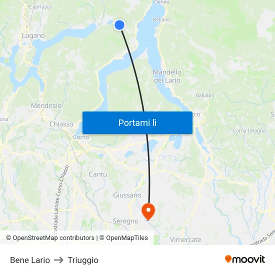 Bene Lario to Triuggio map