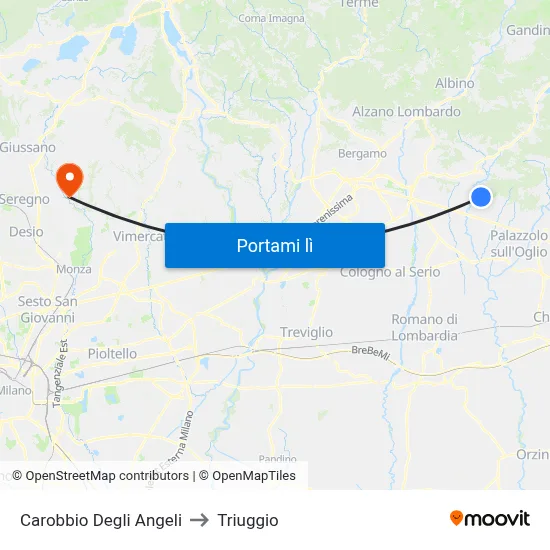 Carobbio Degli Angeli to Triuggio map