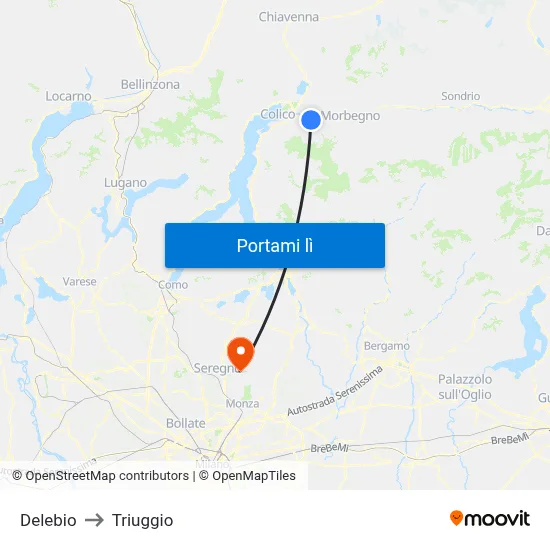 Delebio to Triuggio map