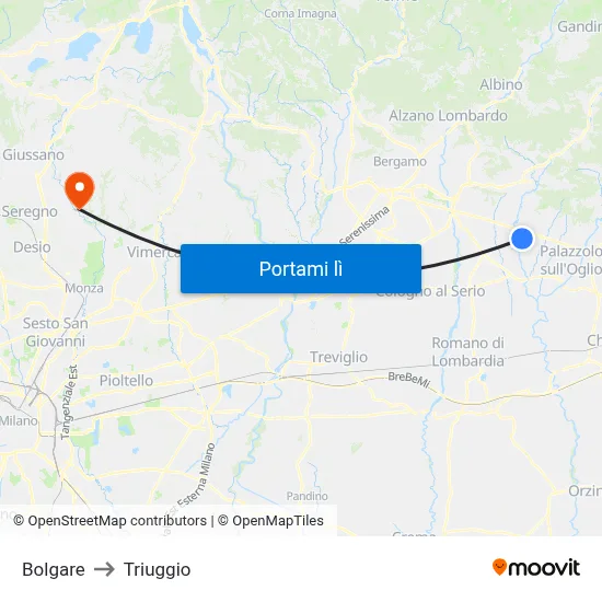 Bolgare to Triuggio map