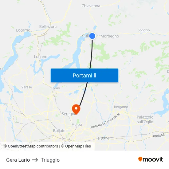 Gera Lario to Triuggio map