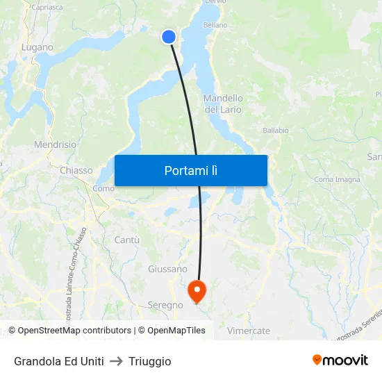 Grandola Ed Uniti to Triuggio map
