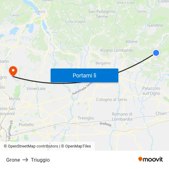 Grone to Triuggio map