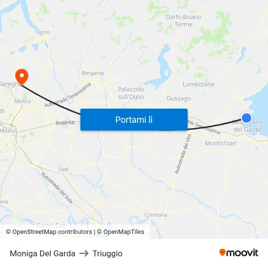 Moniga Del Garda to Triuggio map