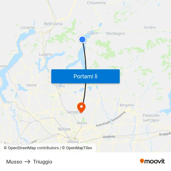 Musso to Triuggio map