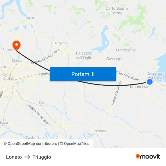 Lonato to Triuggio map