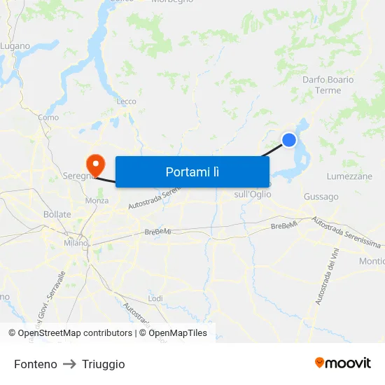Fonteno to Triuggio map