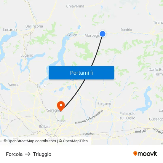 Forcola to Triuggio map