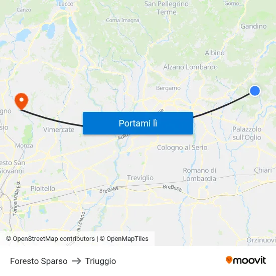 Foresto Sparso to Triuggio map