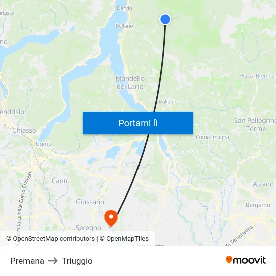 Premana to Triuggio map