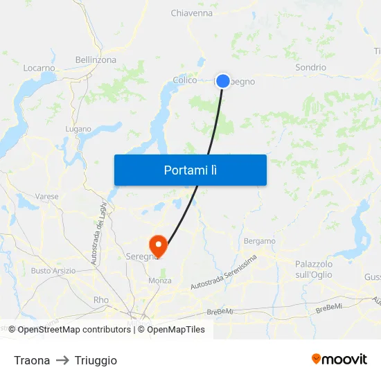 Traona to Triuggio map