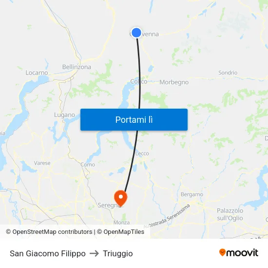 San Giacomo Filippo to Triuggio map