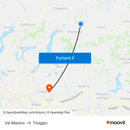 Val Masino to Triuggio map