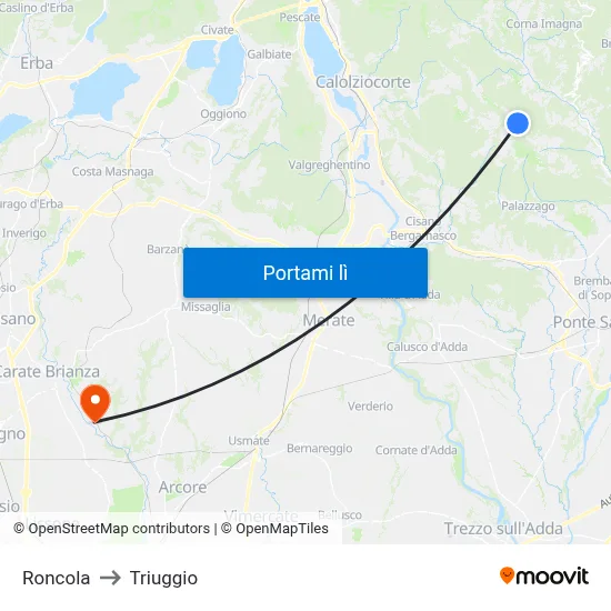 Roncola to Triuggio map