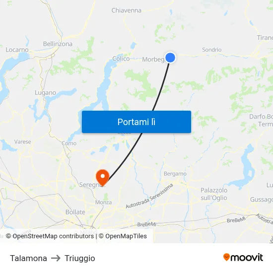 Talamona to Triuggio map