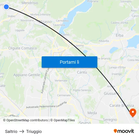 Saltrio to Triuggio map