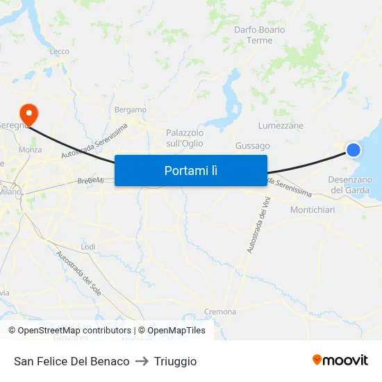 San Felice Del Benaco to Triuggio map