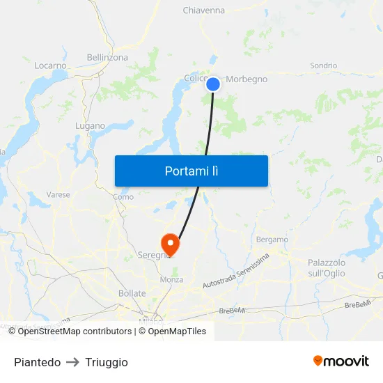 Piantedo to Triuggio map