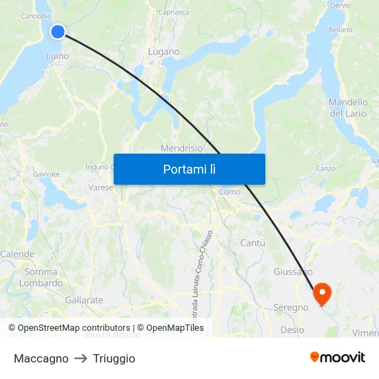 Maccagno to Triuggio map
