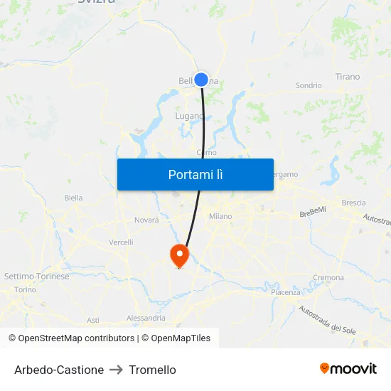 Arbedo-Castione to Tromello map