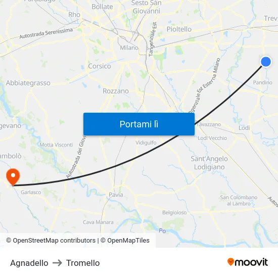 Agnadello to Tromello map