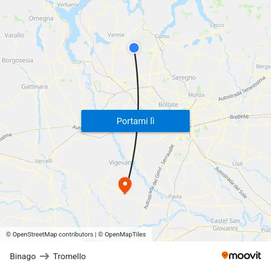 Binago to Tromello map