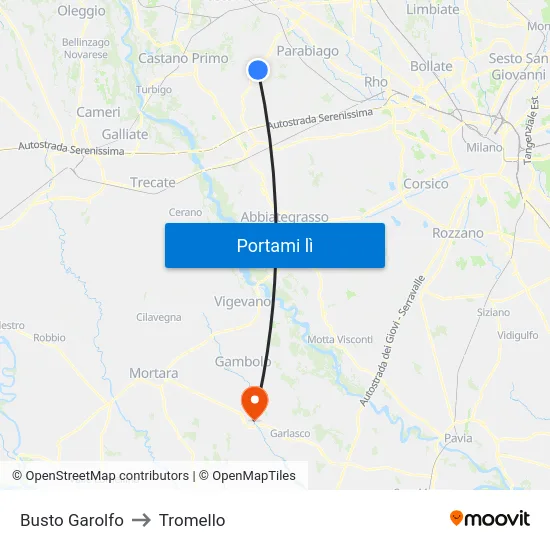 Busto Garolfo to Tromello map