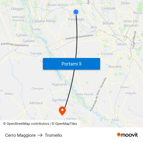Cerro Maggiore to Tromello map