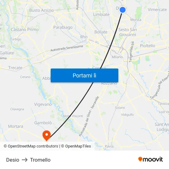 Desio to Tromello map