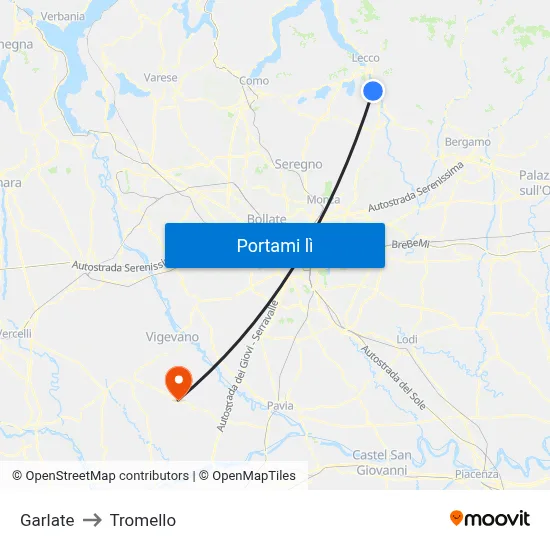 Garlate to Tromello map
