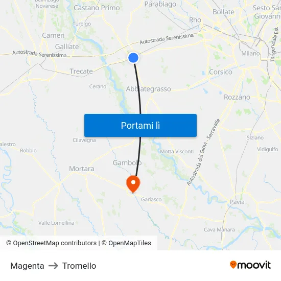 Magenta to Tromello map