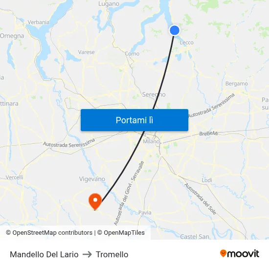 Mandello Del Lario to Tromello map