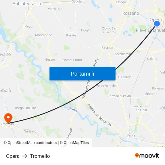 Opera to Tromello map