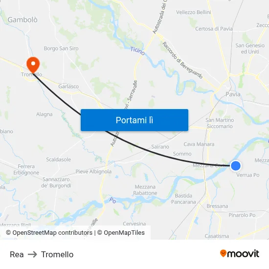 Rea to Tromello map