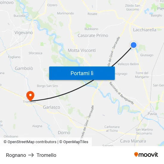 Rognano to Tromello map